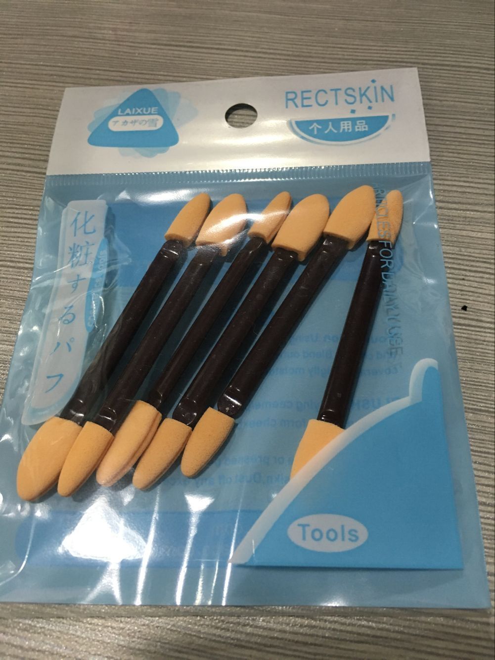 双头海绵眼影棒迷你化妆工具 透明杆海绵棒/头海绵眼影刷批发