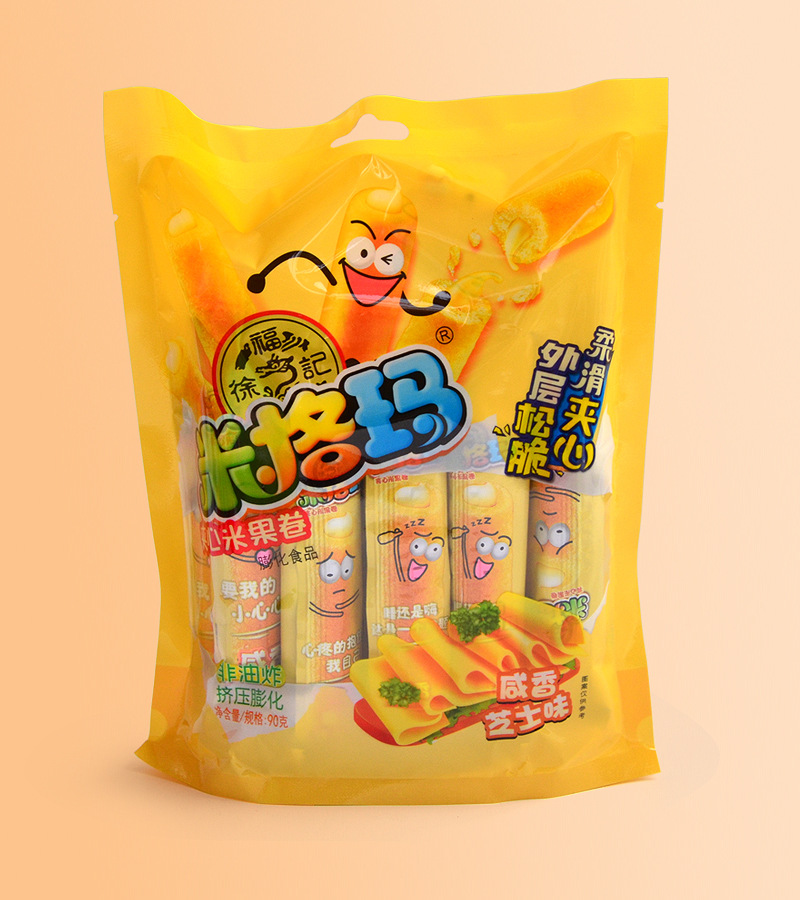 徐福记米格玛夹心米果卷米果棒好吃的休闲零食90g糙米卷膨化食品