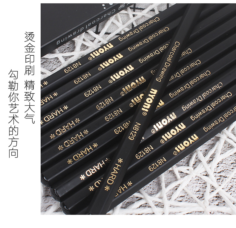 nyoni尼奥尼新款炭笔素描速写软中硬碳笔美术生绘画用品学生