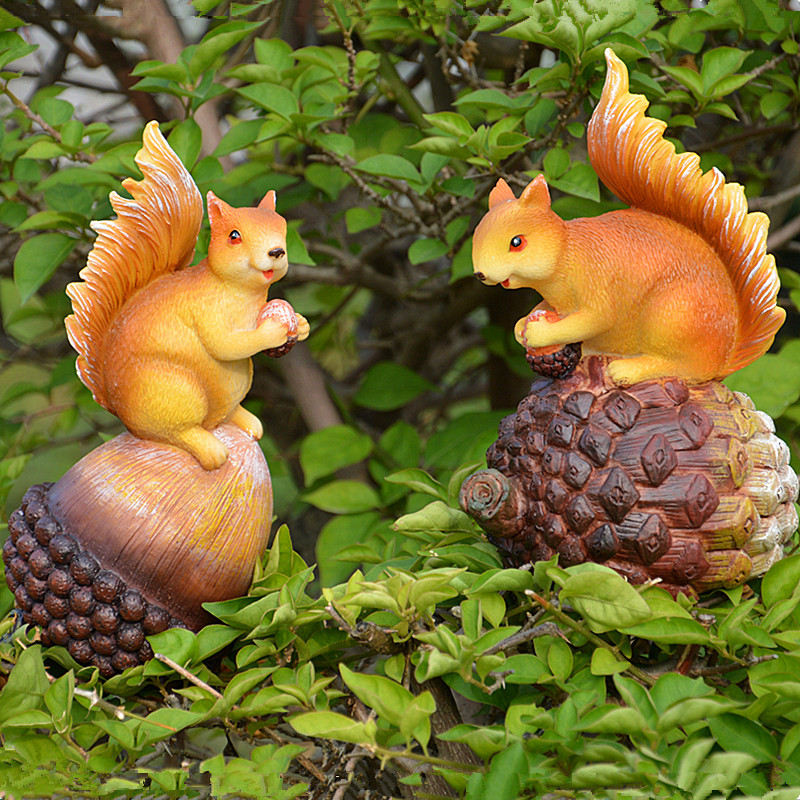 跨境仿真松鼠摆件园艺小品雕塑动物模型松鼠装饰品礼物树脂工艺品