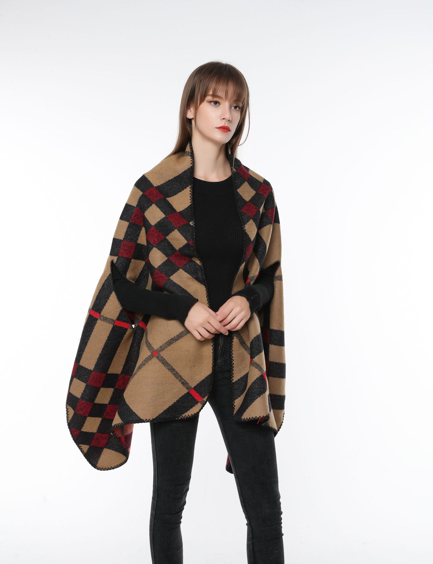 秋冬季斗篷披风带帽披肩女春秋外套英伦韩版两用围巾外搭2018新款