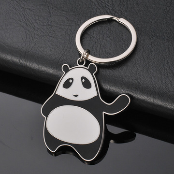 金属熊猫钥匙扣定制卡通游戏周边烤漆珐琅可爱动物钥匙链挂件厂家