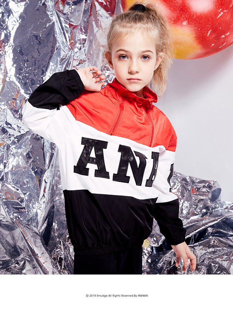 厂家直供玛囡童装卫衣2018春装儿童拼接上衣男女童套头上衣t2352