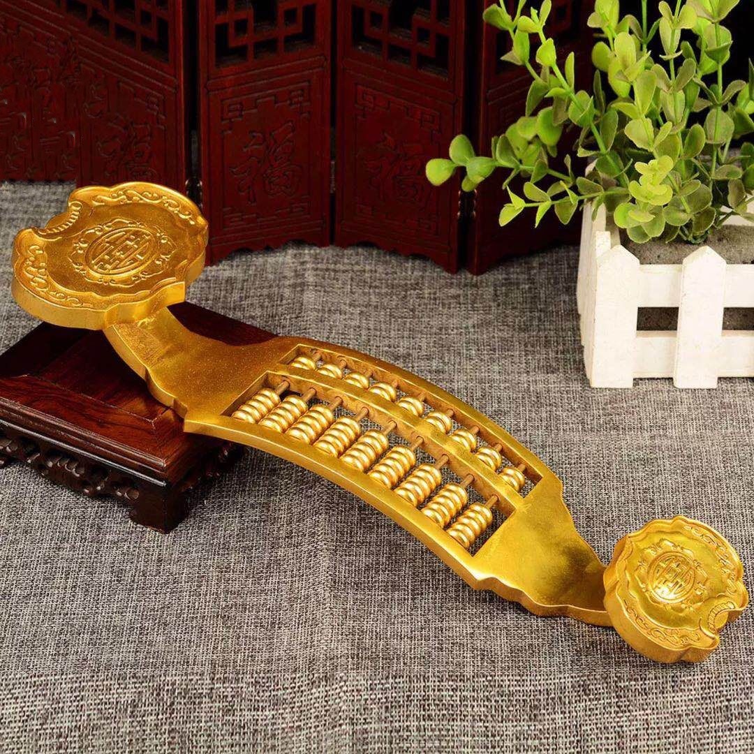 镀金铜算盘仿古如意算盘摆件如意民俗摆件铜算盘