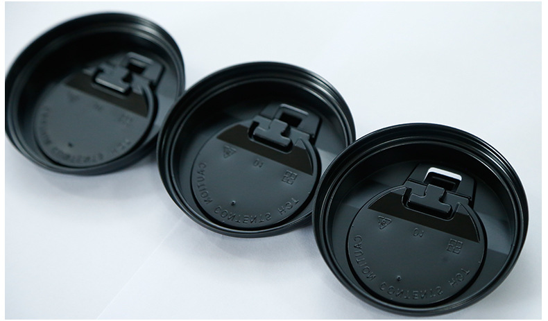 奶茶咖啡一次性杯盖通用90口径黑白开关盖加厚防漏水果塑料茶盖