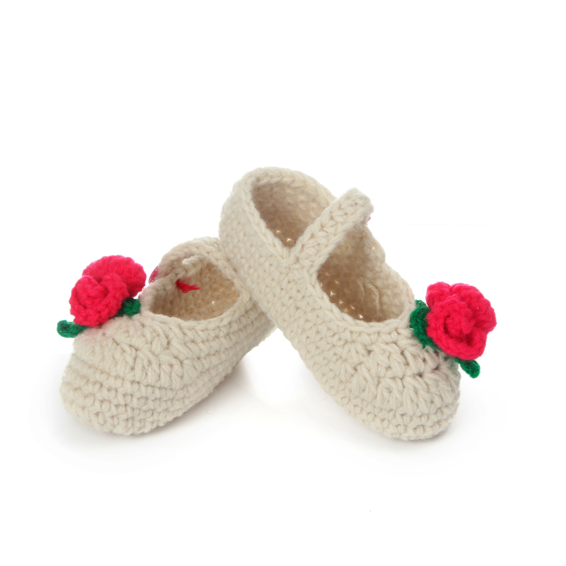 新款纯手工编织花朵儿童针织凉鞋 新生儿毛线鞋软底鞋