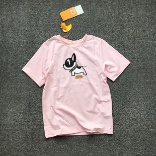 外贸原单童装韩国卡通动物小狗印花纯棉18年男女童夏季短袖t恤衫