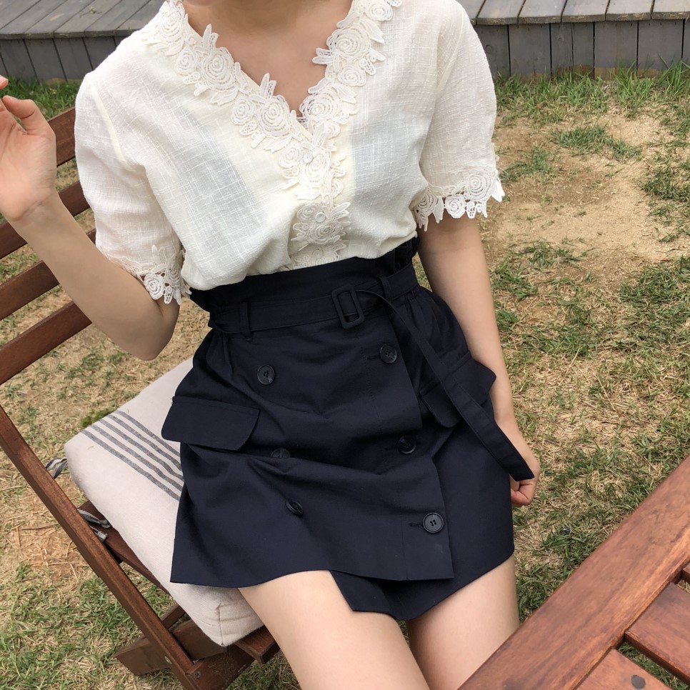 2018排扣绑带高腰半身裙显瘦百搭松腰紧裙子包臀短裙