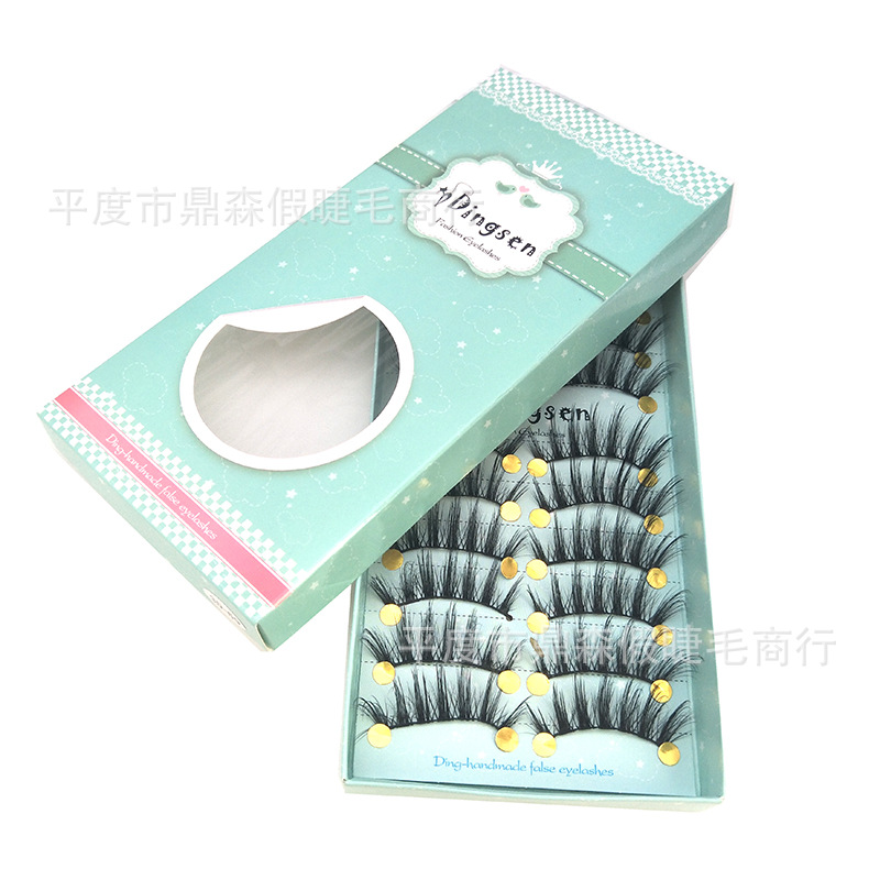 Pingdu Eyelashes Manufacturer Dingsen Eyelashes 3D Stereo Eyelash Thick Eyelashes 10 Pairs Pack 0.07 Materials Multi-Layer