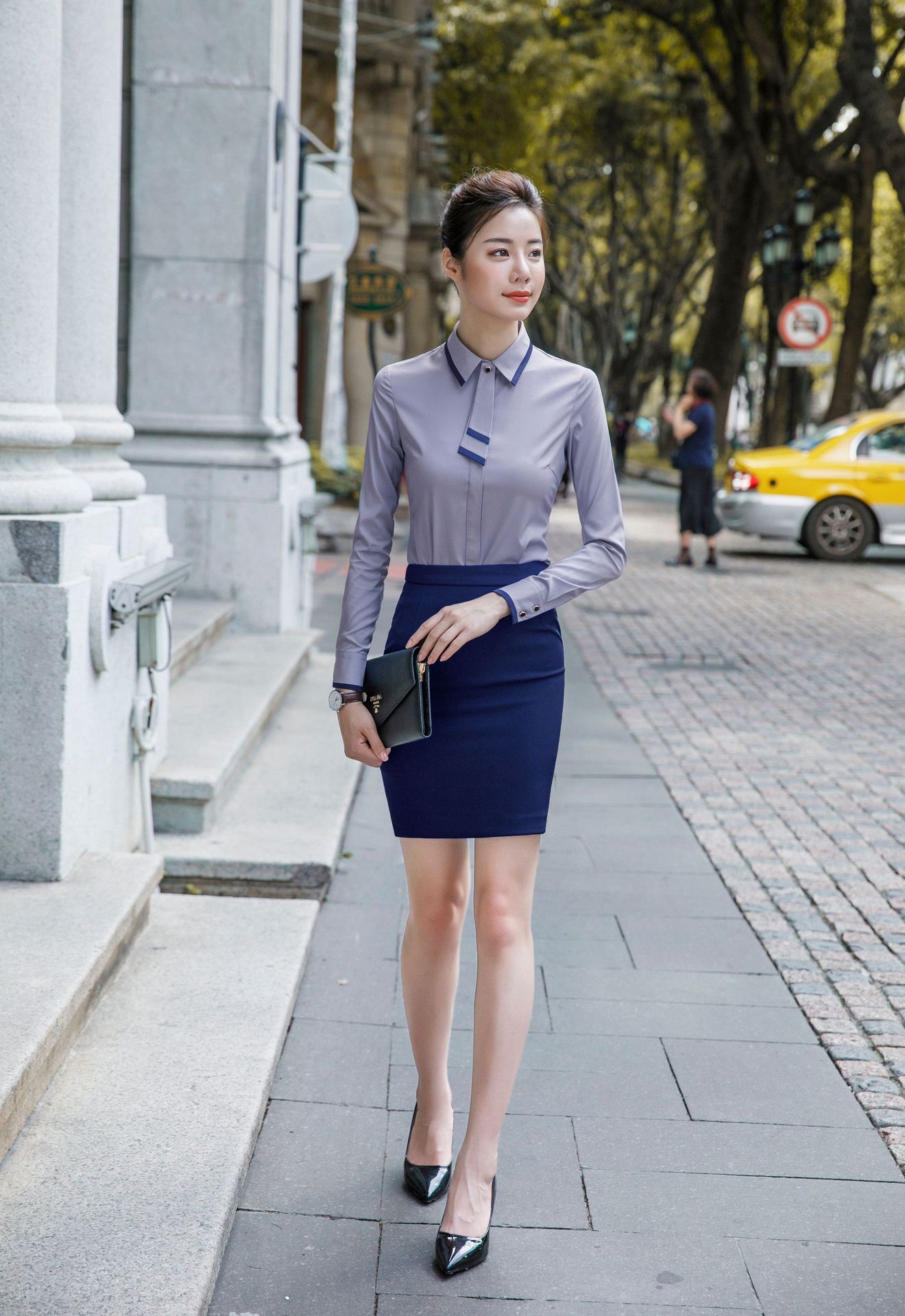 秋冬季长袖职业装女装时尚修身西装套裙销售导购工作服正装女