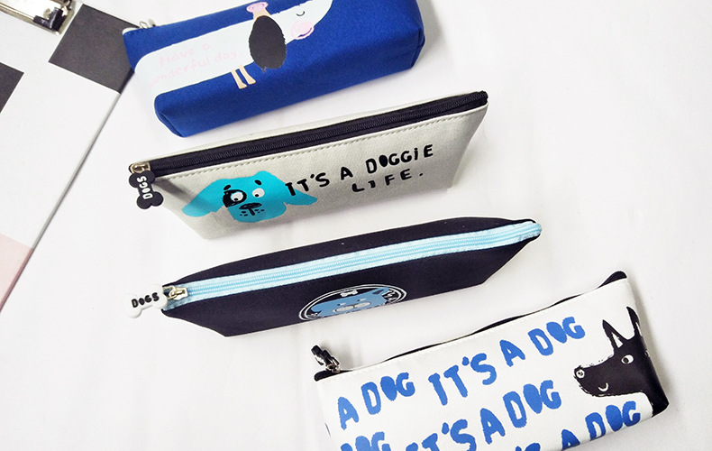 创意卡通帆布倒梯形狗狗笔袋文具盒 麦和萌汪星球倒梯形笔袋笔盒