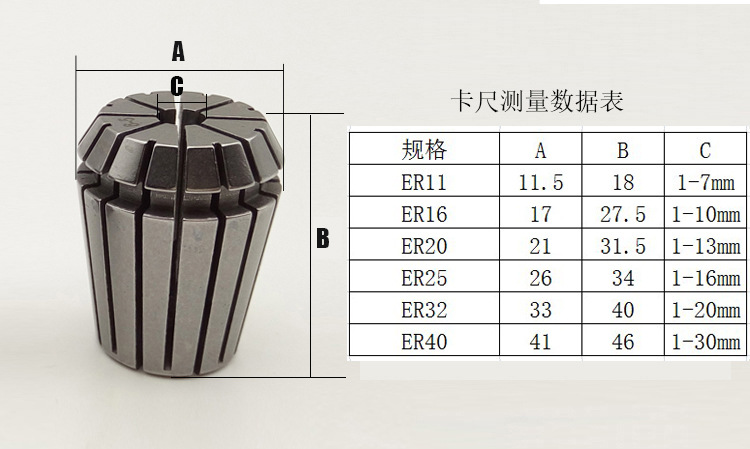 er11筒夹er11夹头弹性嗦咀夹头1mm-7mm 数控bt40刀柄雕刻机铣夹头
