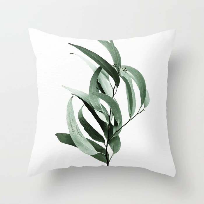 Tropical Plant Polyester Pillow Cover Office Fabric Sofa Cushion Cover Cross-Border Home Peach Skin Fabric Throw Pillowcase