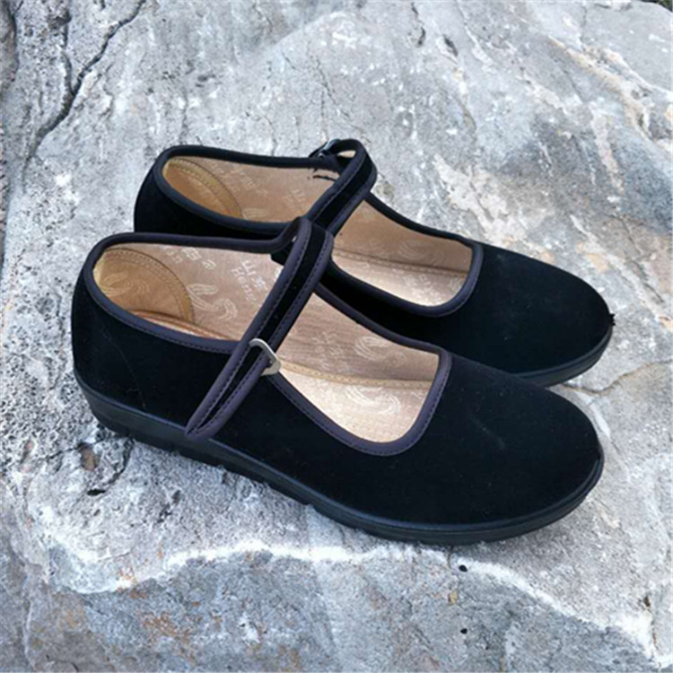 厂家供应3520平绒礼仪鞋平跟工作鞋酒店礼仪工作鞋女式军工布鞋