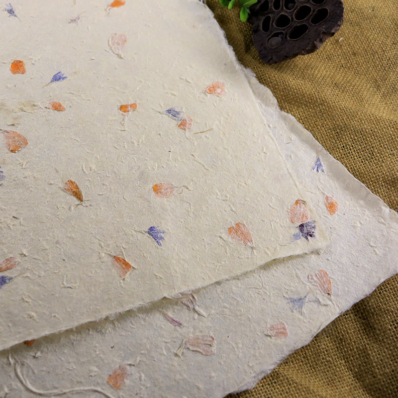 花瓣宣纸纯手工天然夹花纸花草艺术礼品包装纸书皮纸狼毒草古藏纸