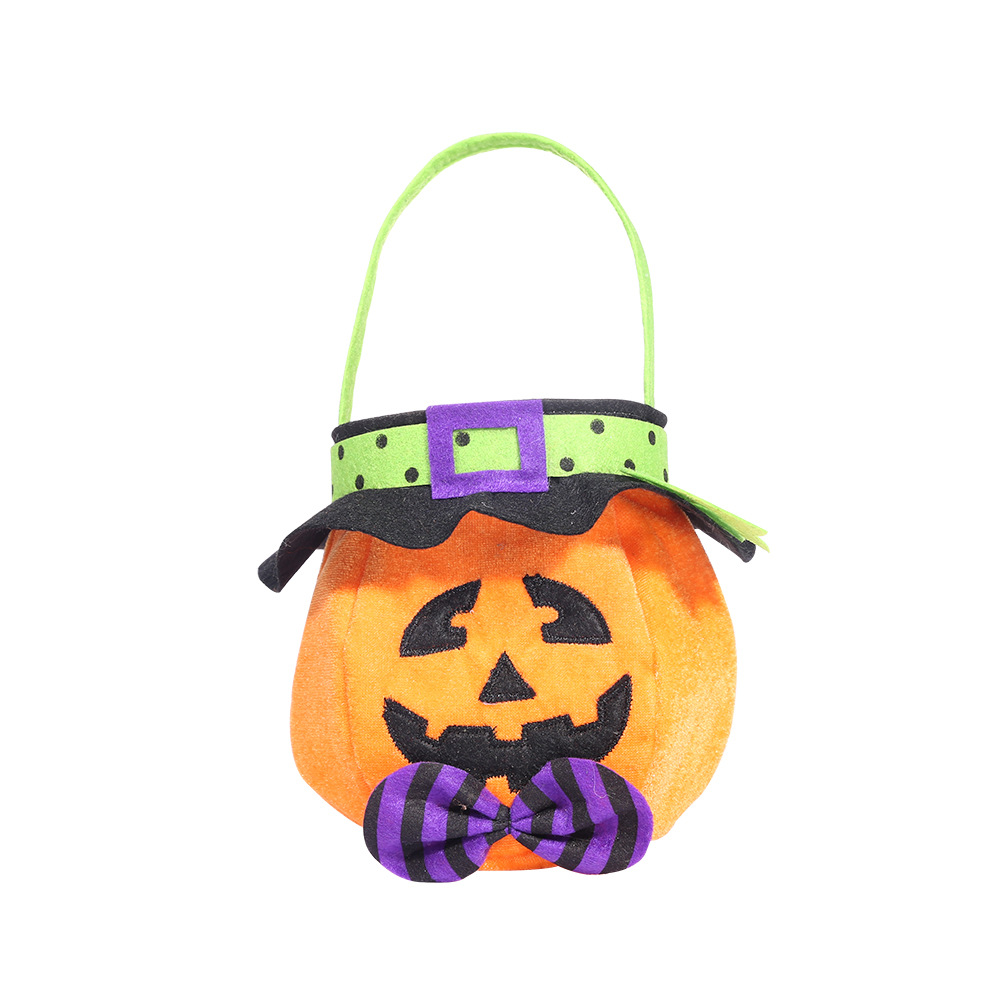 Haobei New Halloween Decorations Hooded round Handbag Ghost Festival Children's Candy Gift Bag Pumpkin Bag