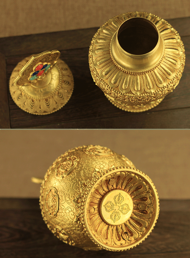 佛教密宗新品宝藏瓶a款 黄铜摩尼宝瓶藏传佛教如法供品八吉祥宝瓶