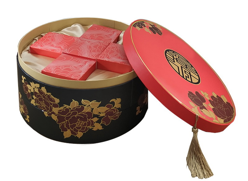 圆形天地盖中秋月饼盒双层大容量10个装饼干包装礼品盒异型纸盒