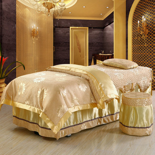 定制美体按摩院spa床套 简约纯色美容床罩四件套 理疗夹棉被套