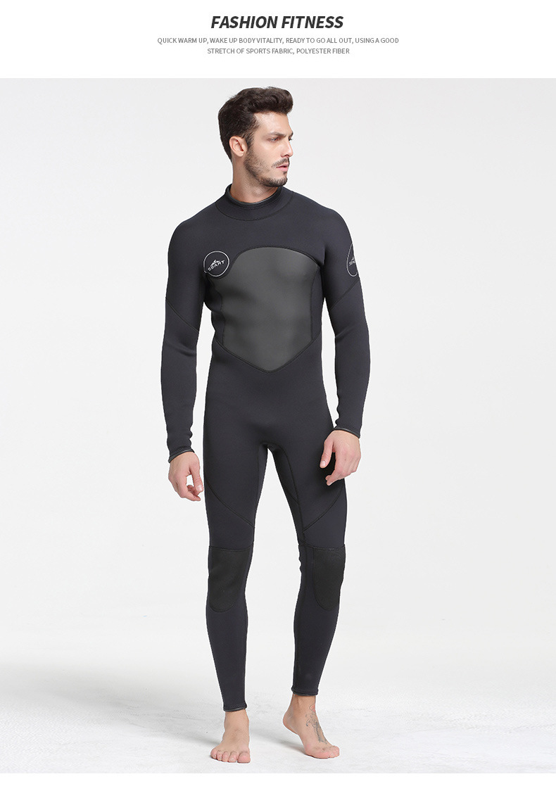 鲨巴特潜水服男连体3mm绒面内里保暖防晒冲浪泳衣潜水衣一件代发