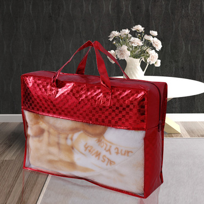 定做睡衣包装袋 pvc拼接 床上用品四件套覆膜拉链无纺布袋子