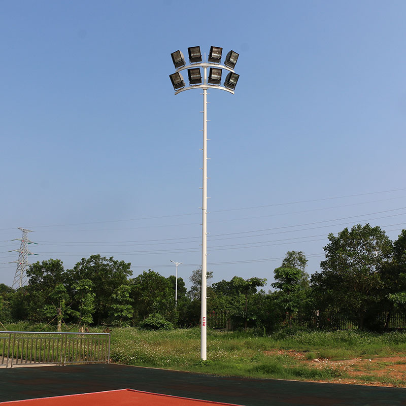 河南球场led灯杆生产商 学校操场灯光照明 柏克高杆灯指导安装