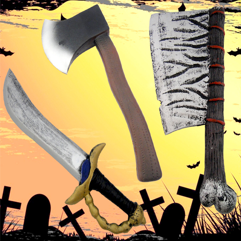 万圣节武器海盗刀装备派对舞会演出用品骷髅刀cos道具塑料玩具刀