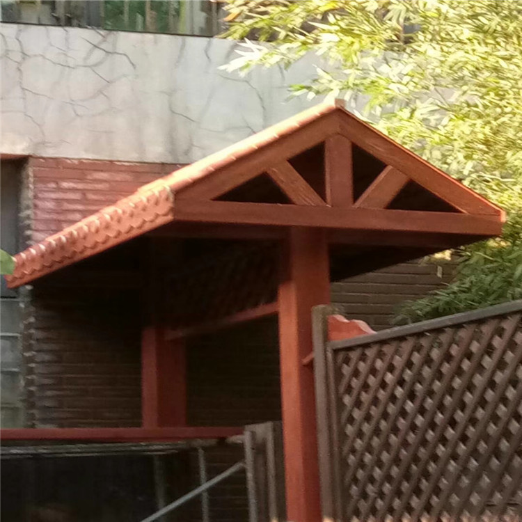 厂家直销户外防腐木门头 定制碳化木仿古门楼 实木房檐