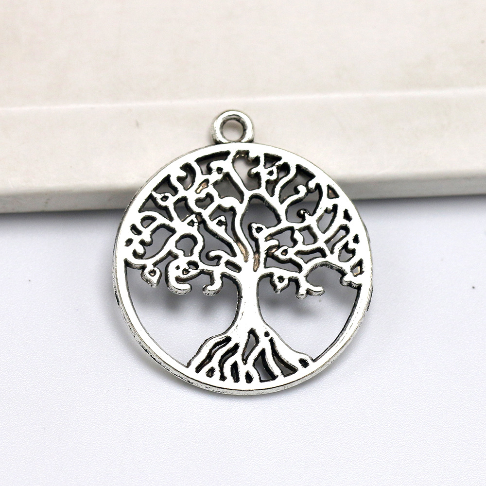 饰品批发 复古合金圆形生命树吊坠 项链耳环吊坠 diy 饰品配件