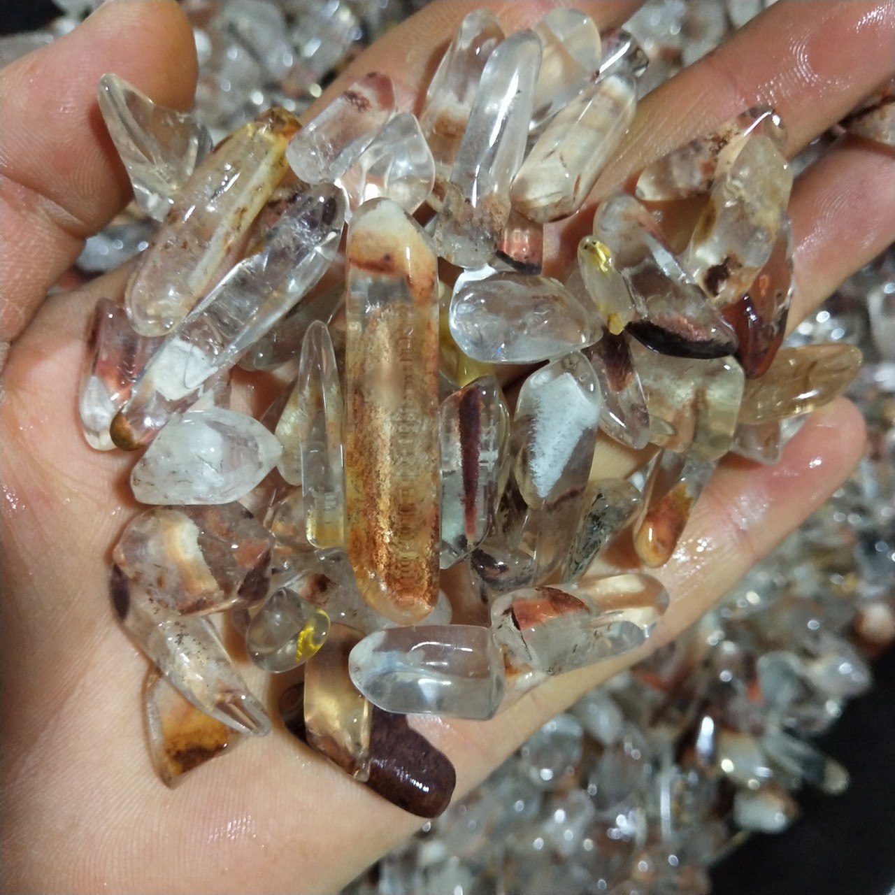 天然全包裹六面单晶体景观石吊坠diy饰品配件