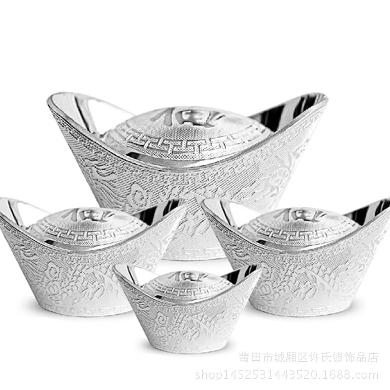 开门红纯银纪念品银元宝批发999足银五福元宝 1克到200克纯银元宝