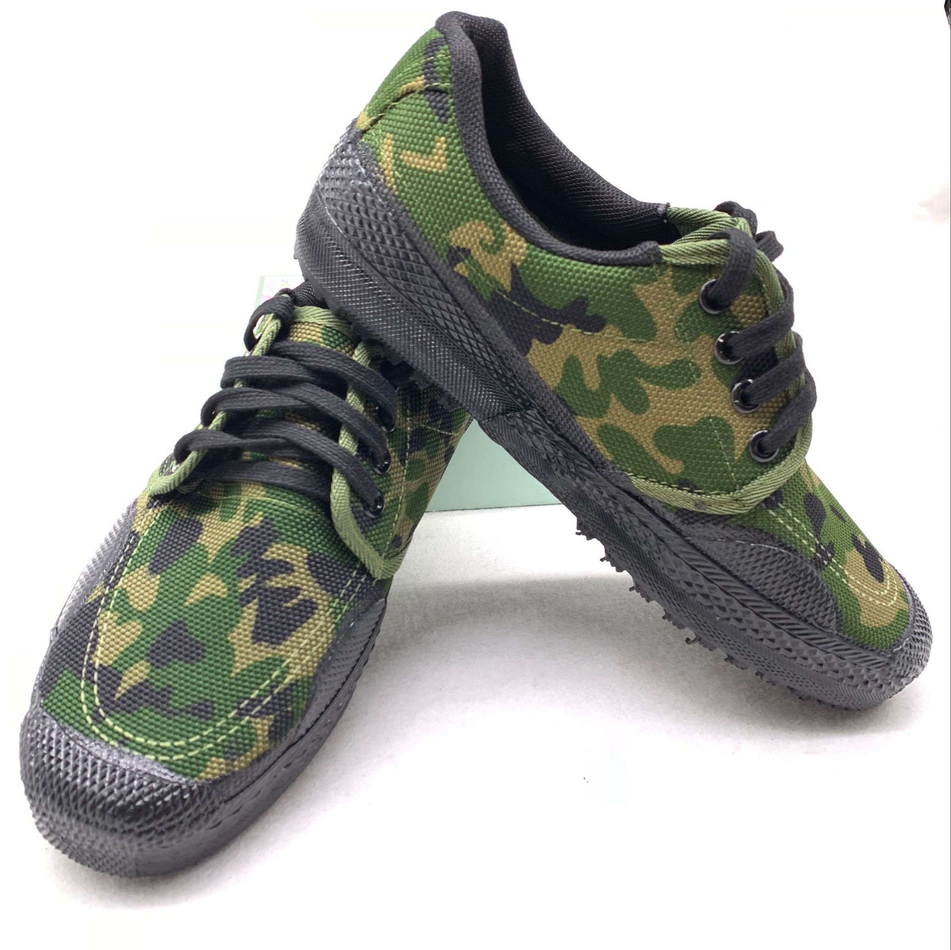 解放鞋劳保迷彩橡胶底作训鞋胶鞋平跟低帮防滑黄球胶鞋耐磨军训鞋