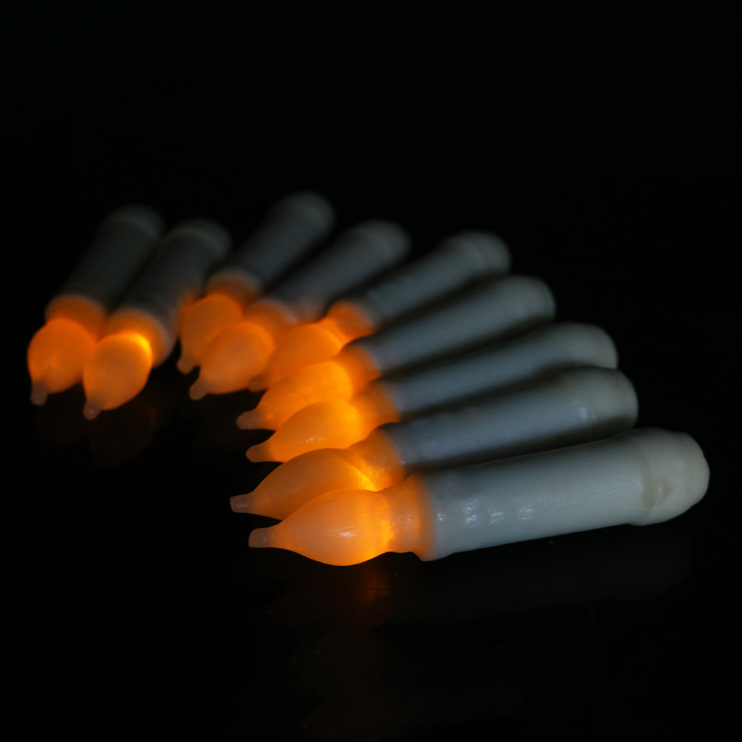 10支装 真蜡涂层灯泡头短款长条蜡烛 圣诞万圣节教堂led电子蜡烛