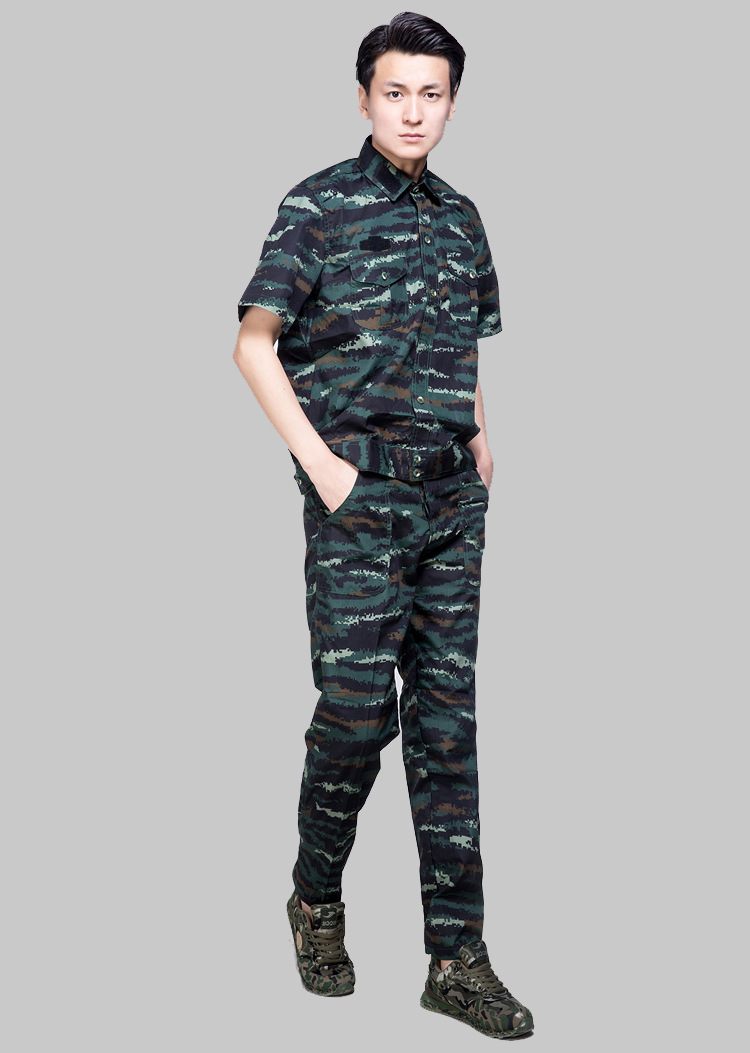 批发07夏季户外虎斑短袖迷彩服套装战术训练服男野战装备cs作训服