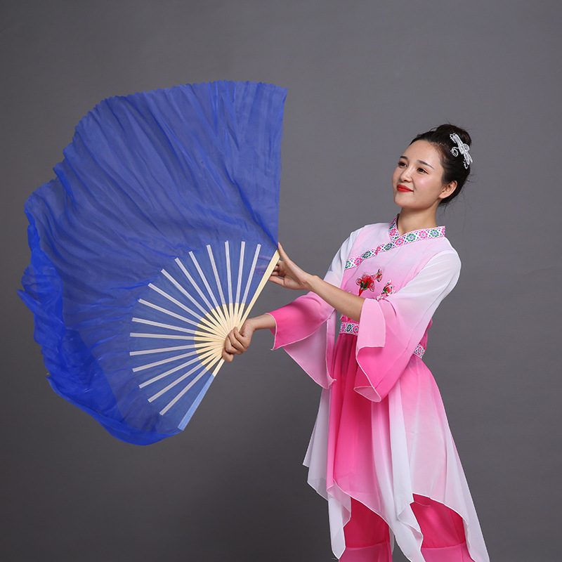 厂家供应纯色舞蹈扇 时尚加长舞蹈扇广场舞表演扇子 舞蹈扇子道具