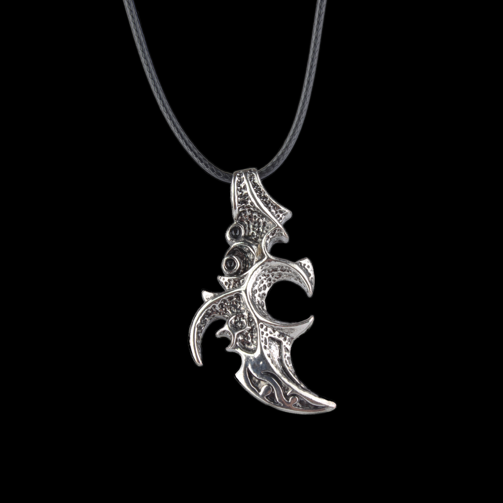 欧美维京人北欧神话合金图腾镰刀吊坠项链 个性男士海盗皮绳挂饰