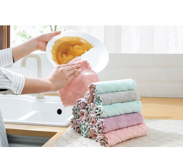 plain color baijie cloth double-sided dishcloth kitchen towel