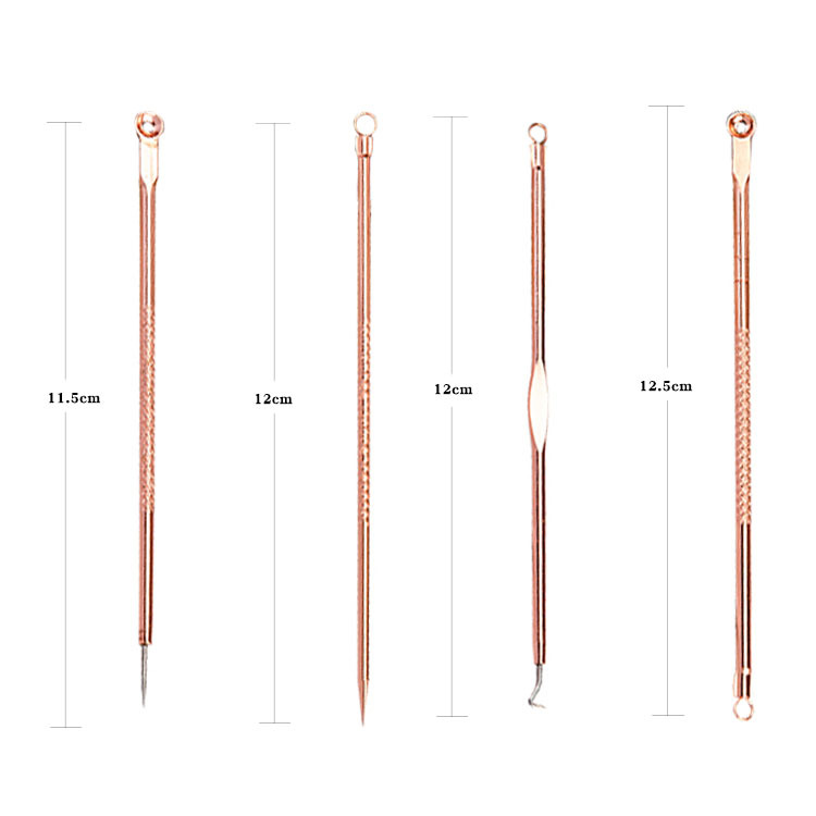 Factory Stainless Steel Acne Needle 4-Piece Set Blackhead Removal Acne Needle Pimple Removing Needle Rose Gold Acne Needle Set Wholesale