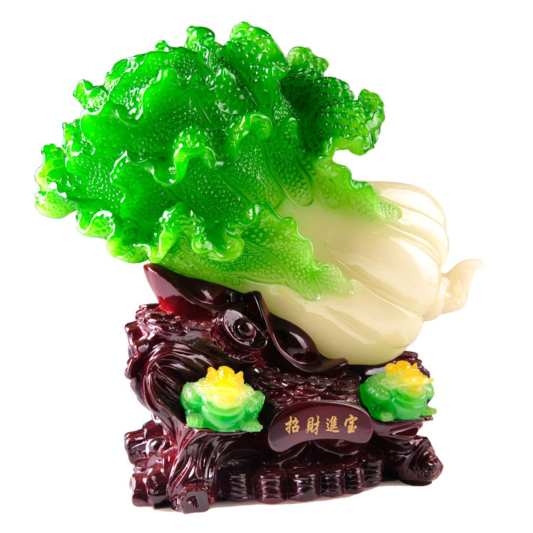 招财进宝玉白菜树脂摆件 仿玉石白菜树脂工艺品开业礼品 工厂直销