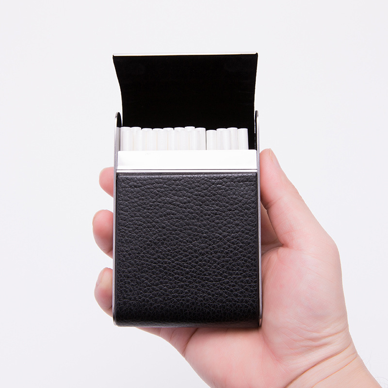 pu皮翻盖式烟盒20支装粗烟烟盒创意个性防潮烟盒金属香烟烟盒