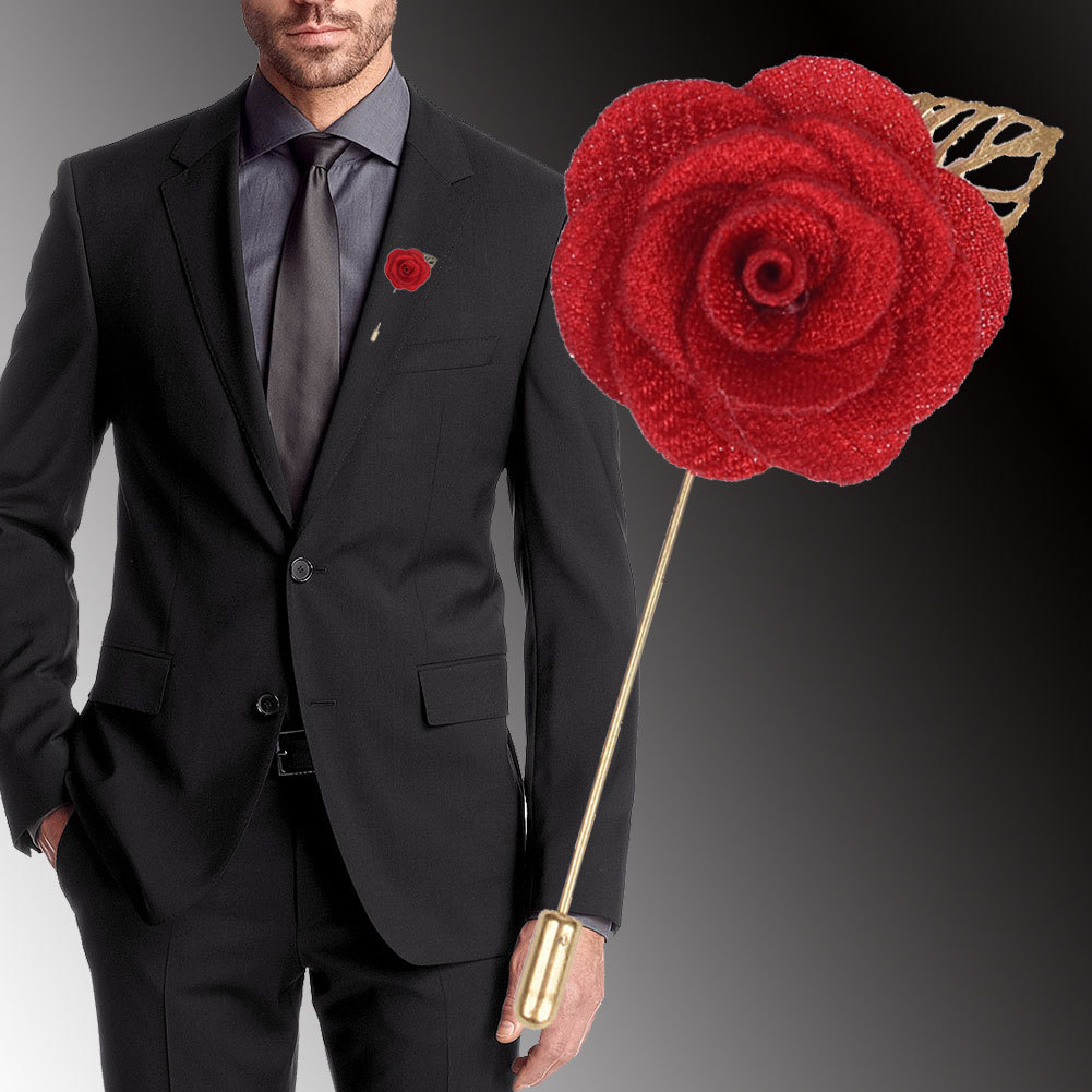 山茶花手工玫瑰花胸针男女两用胸花西装新郎伴郎胸针xh011