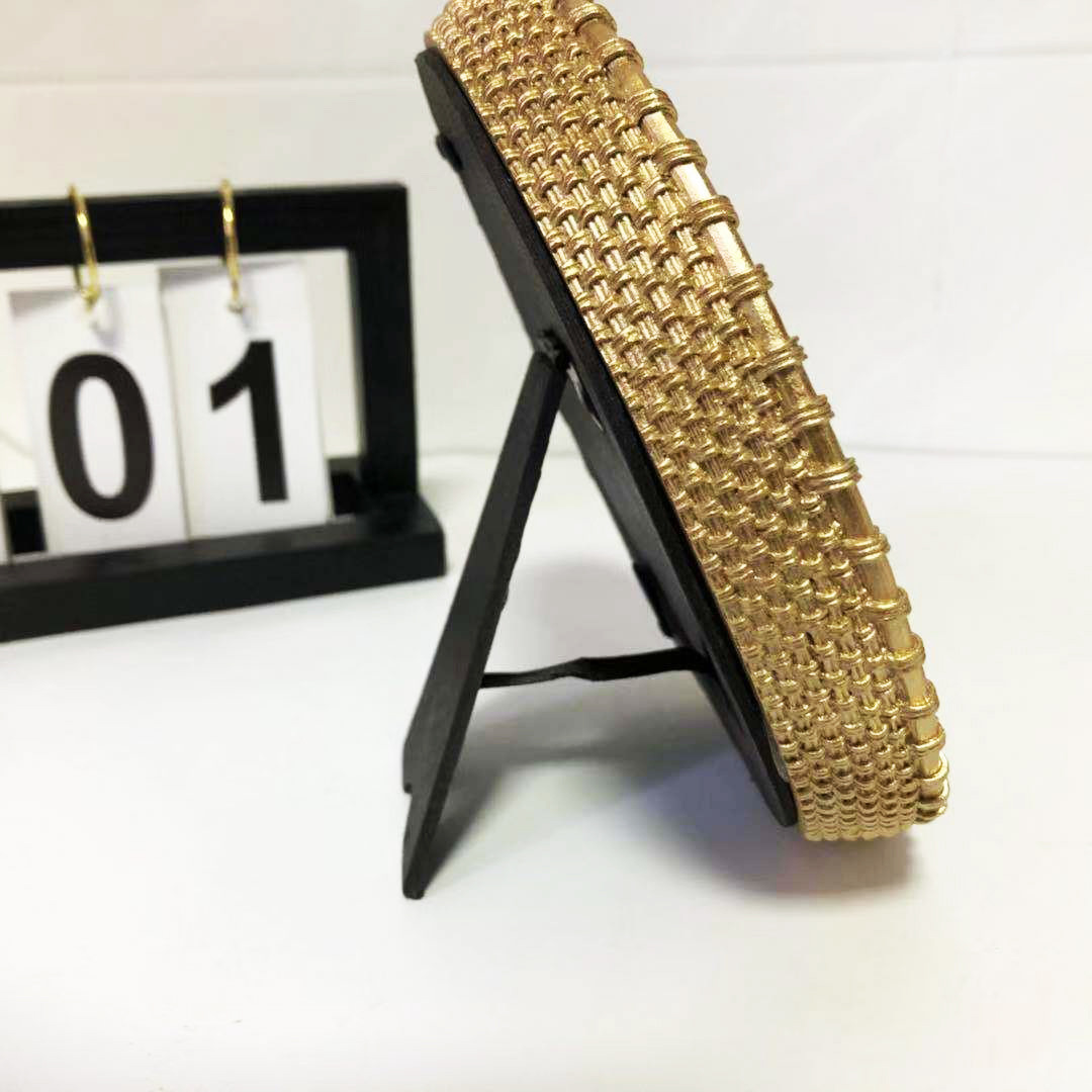 金色树脂麻花纹6寸7寸圆形相框摆台高档精美装饰现代相框ins新款