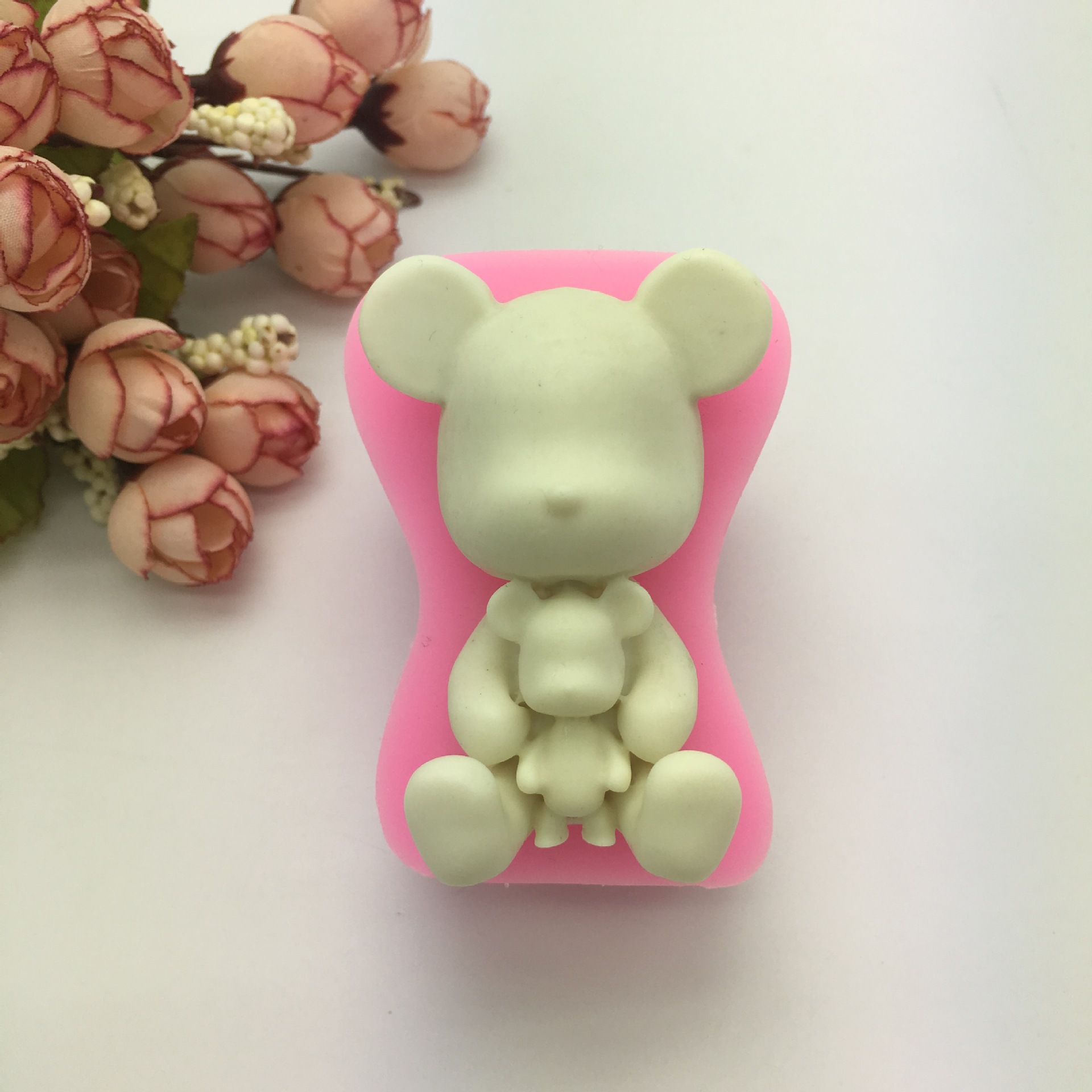 厂家直销diy蛋糕动物玩具两只熊肥皂液态翻糖模具 手工皂模具开模