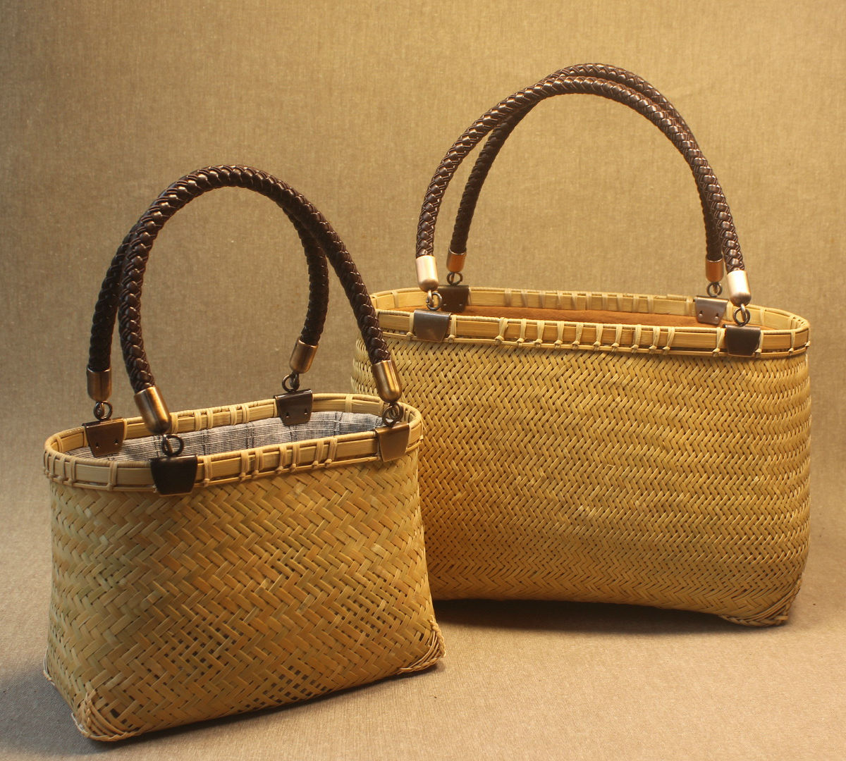 七月七手工竹编包包 女式清新文艺手提编织包 本色沙滩包工艺品