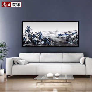现代新中式装饰画千里江山图大幅定制客厅沙发背景墙挂画办公室画