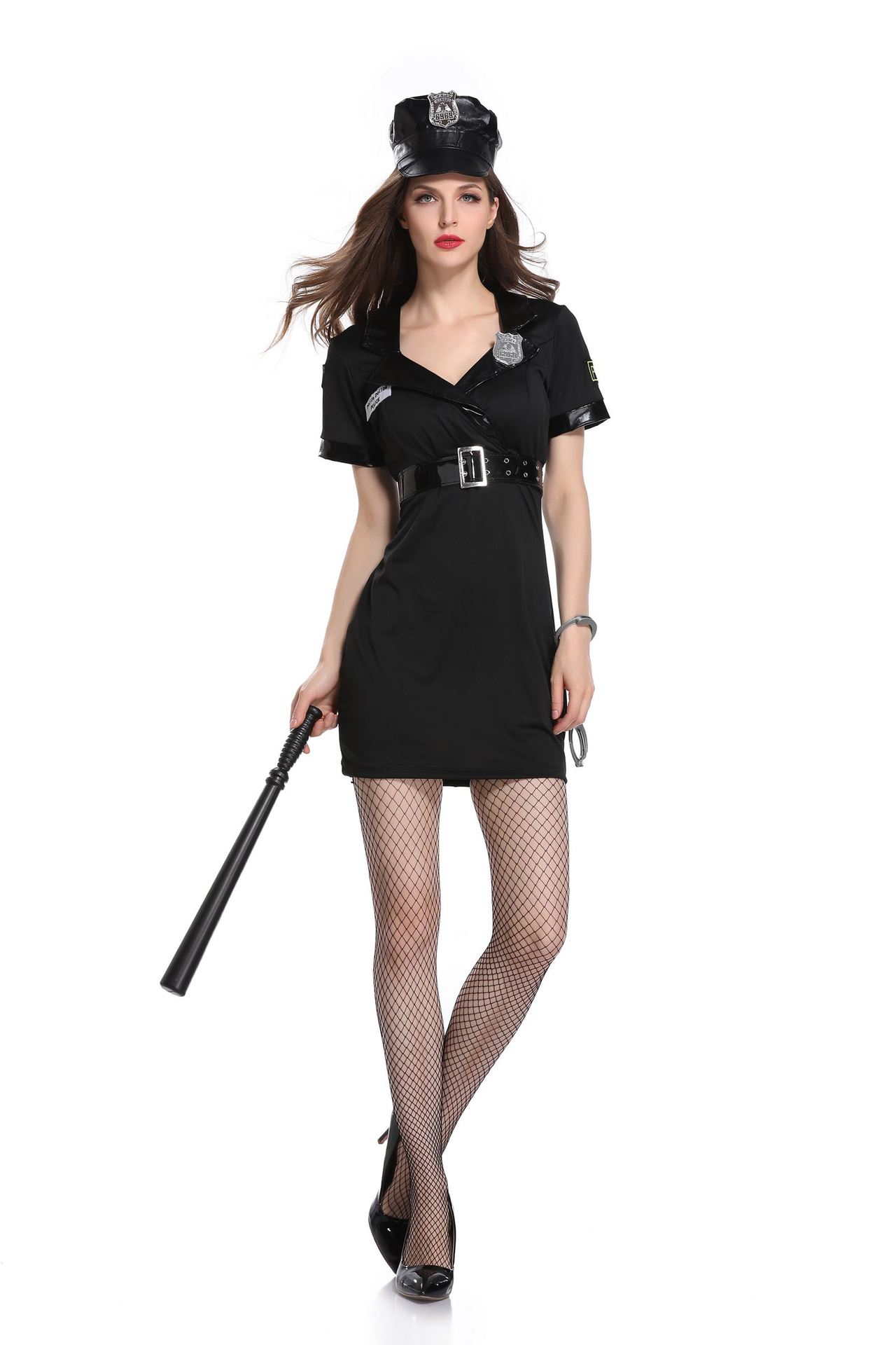 实拍女警情趣制服新款蓝色黑色拉链警察装万圣节狂欢派对装游戏服