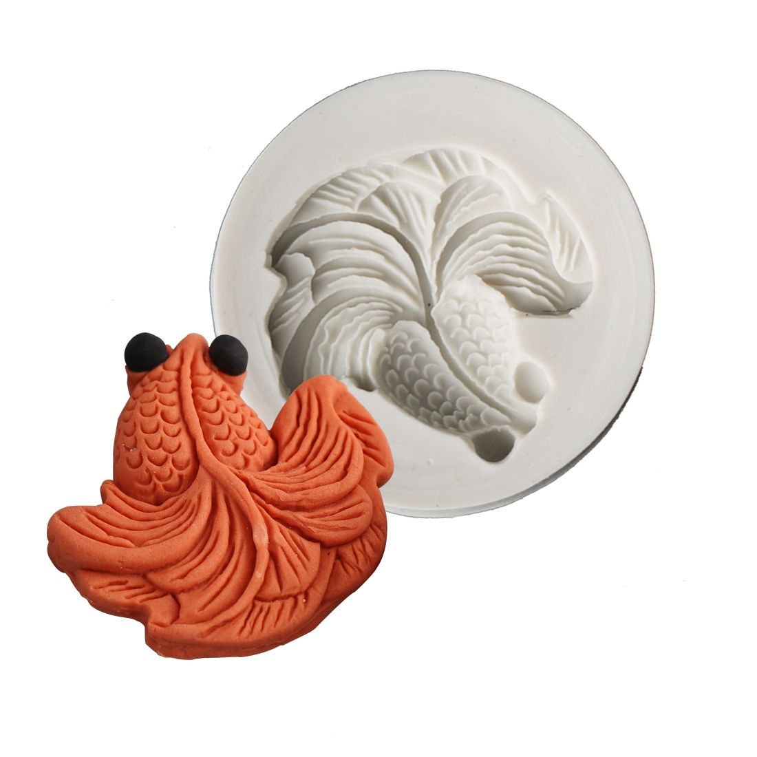 锦鲤小金鱼纹路模 糖艺摆盘翻糖蛋糕巧克力模家庭烘焙硅胶模具