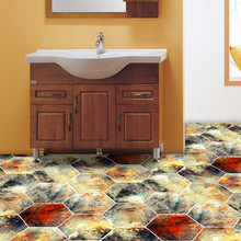 一件代发立体抽象重彩六角瓷砖贴浴室厨房防滑地贴DIY墙贴LB033