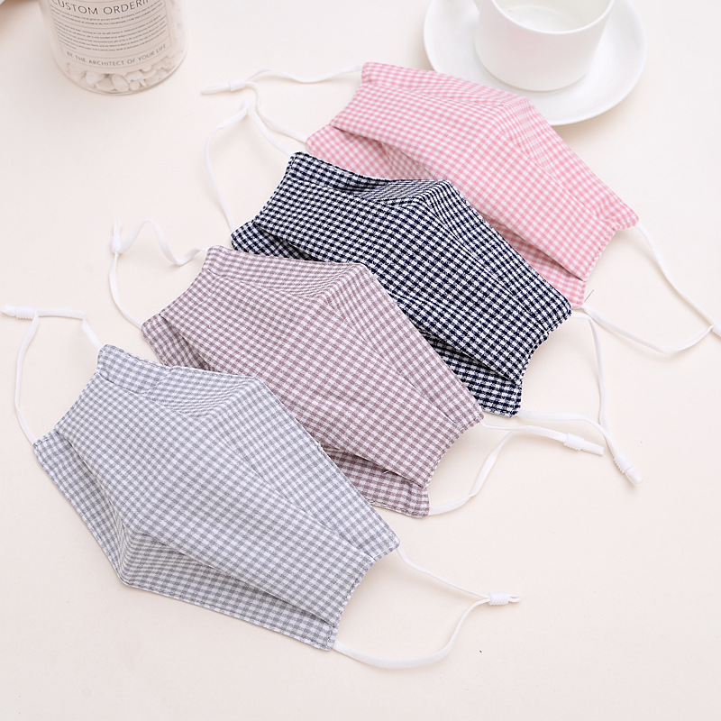 男女细格纹封边立体口罩防寒保暖多层防护时尚格纹设计