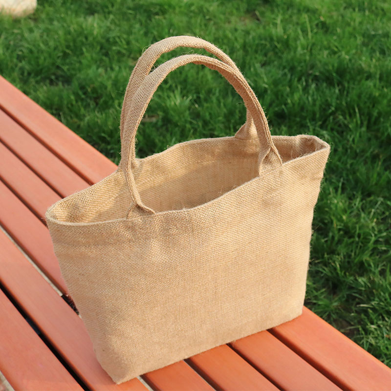 优质精品黄麻手提袋定制单色丝印logo手提包麻布礼品袋小麻袋定做